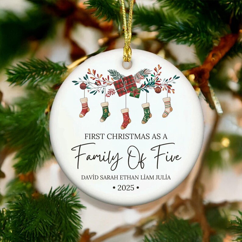 Personalized Family of 5 Ornament, Custom Family Ornament With Names ...