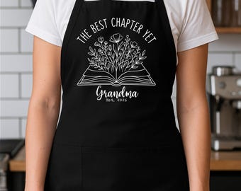 Grandma Apron Gift, The Best Chapter Yet 2026, New Grandma Gift, Cooking Apron for Grandma, Pregnancy Announcement Gift, Nana Gift