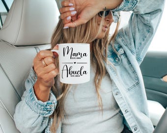 Mama to Abuela Mug, Personalized Mama to Abuela Mug for First Time Abuela to be Mother's Day Gift Pregnancy Reveal Gifts for New Abuelas