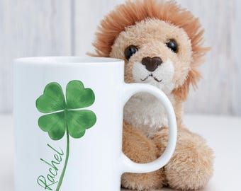 Custom Shamrock Mug, Personalized Shamrock Gifts, Four Leaf Clover, 4 leaf clover, St. Patrick's Day,  Irish  , Coffee Cup, Lucky Day