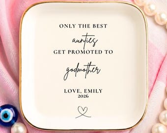 Personalized Godmother Proposal Gift, Godmother Ring Dish, Custom Jewelry Tray, Auntie Promoted To Godmother Ring Holder Keepsake