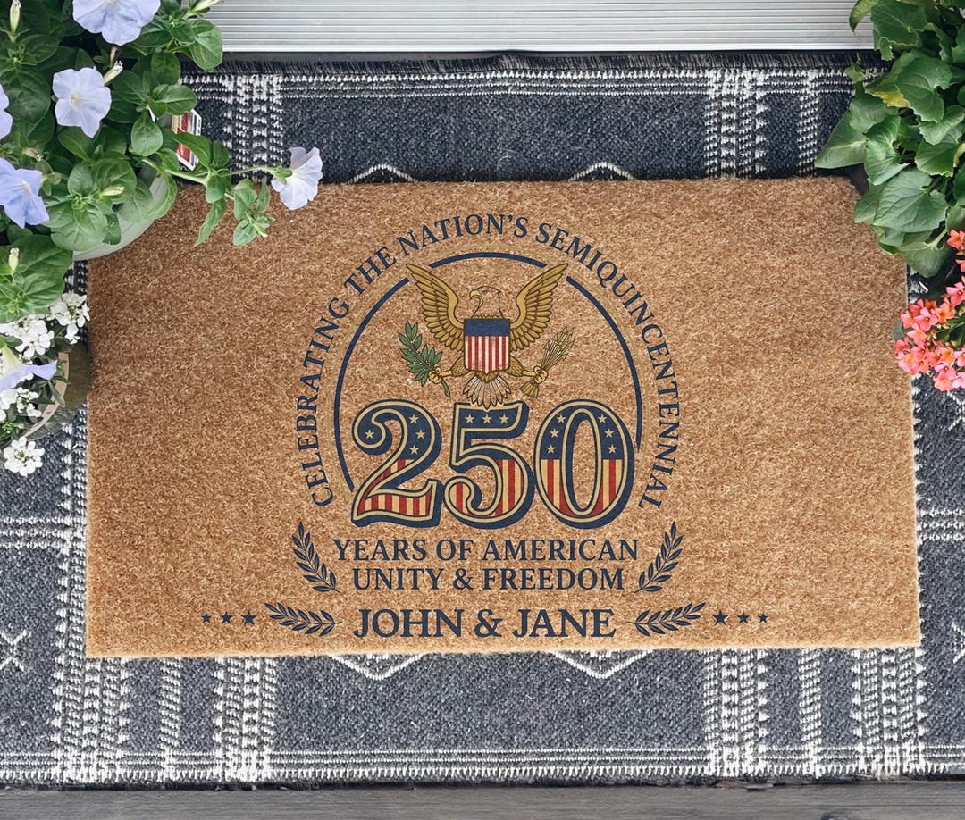 Name Entry USA 250th Anniversary Doormat, Semiquincentennial Welcome Mat ...