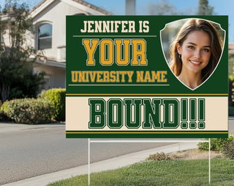Personalized College Bound Yard Sign with Photo, Custom University Graduation Yard Sign, High School Senior Class of 2026 Outdoor Decor