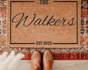 A Personalized Custom Doormat - Personalized Gift - Welcome Door Mat - Established Date Custom Door Mat With Family Name Coir Doormat