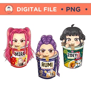 Kpop Demon Hunter Ramyeon PNG / Mira / Rumi / Zoey / Descarga digital