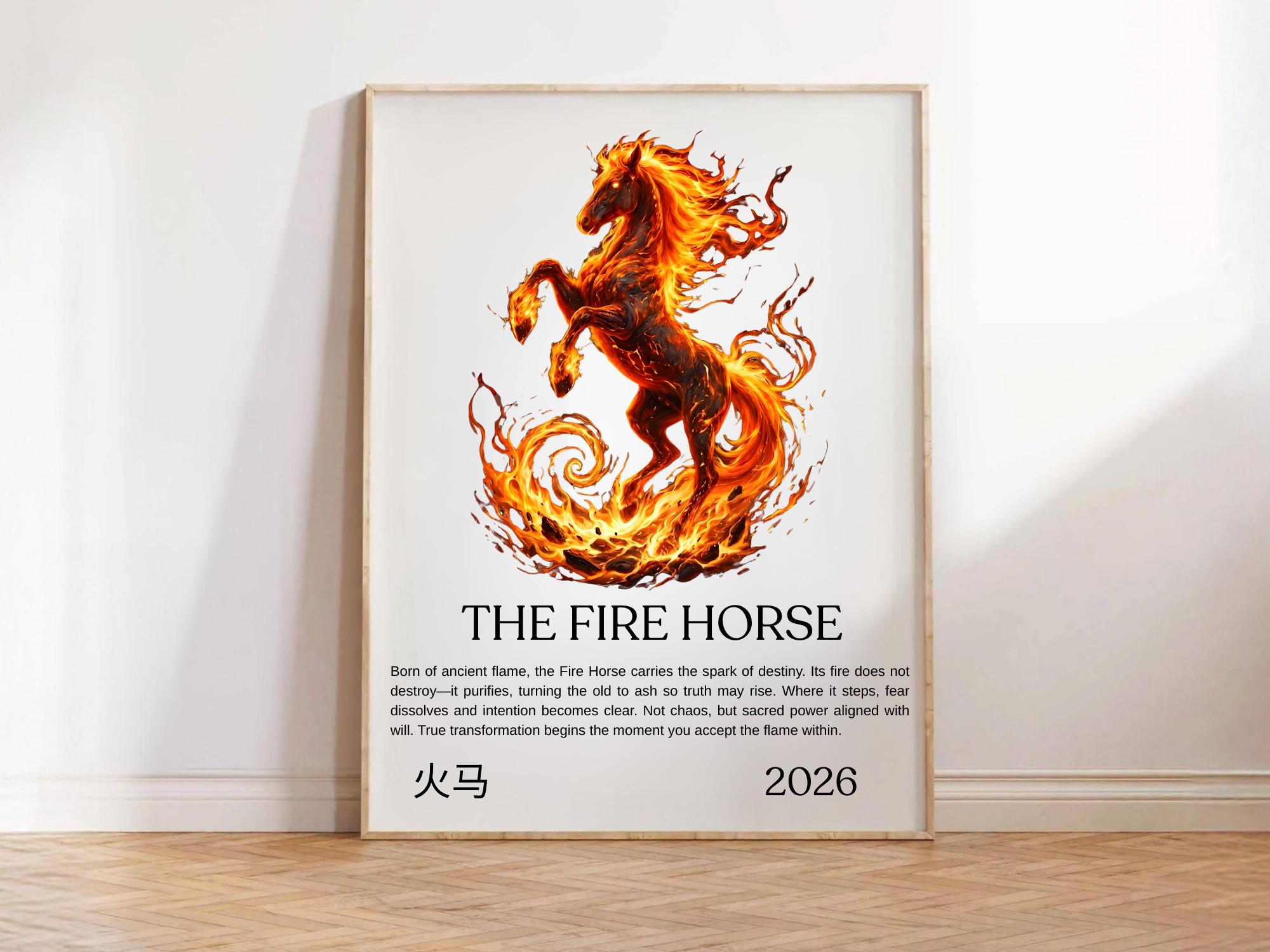 Year of the Fire Horse 2026 Poster | Chinese Zodiac Horse Wall Art ...