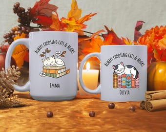 Gift For Book Lover One More Chapter Mug, Book Lover Mug, Personalized Book Lover Mug, Book Lover Gift, cat lover Coffee Cup, bookworm mug
