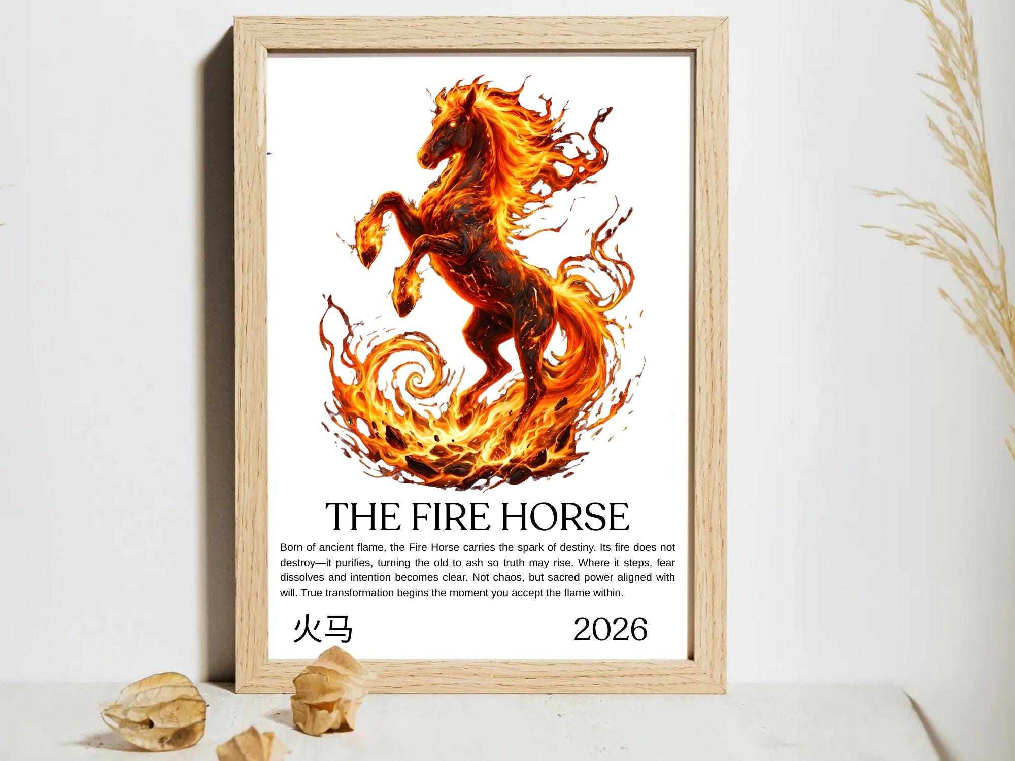 Year of the Fire Horse 2026 Poster | Chinese Zodiac Horse Wall Art ...