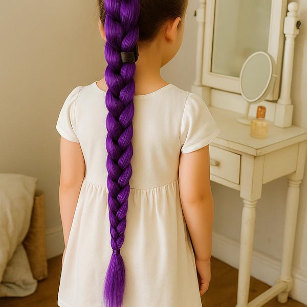 Perruque Violette Rumi Kpop Demon Hunter - Cosplay, Halloween, Carnaval, Longueur 105 Cm, Taille Réglable