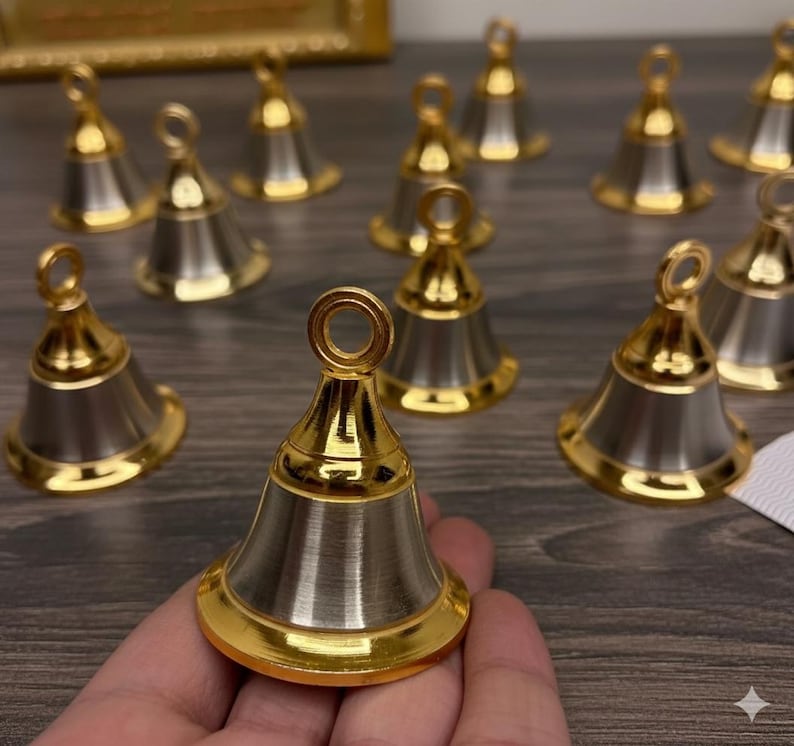 50x Personalized Golden Bell Favours | Wedding Return Gifts With Custom ...