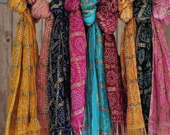 Jaipuri Silk Bandhej Dupatta – Traditional Bandhani Chinon Scarf, Indian Wedding Shawl, Bridesmaid Gift, Soft Party Wear Wrap, Wholesale Lot