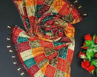 Jaipuri Silk Bandhej Dupatta – Traditional Bandhani Chinon Scarf, Indian Wedding Shawl, Bridesmaid Gift, Soft Party Wear Wrap, Wholesale Lot