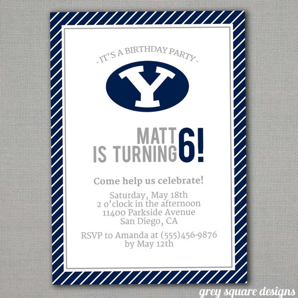 Custom BYU Birthday Invitation