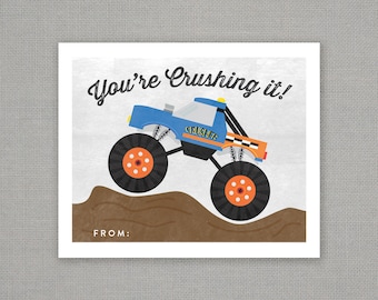 Valentine - Classroom - Printable - Monster Truck - Kids