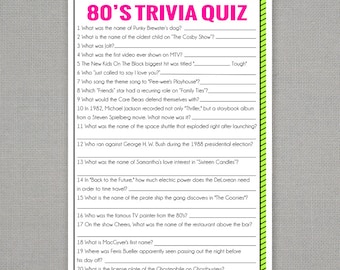 80s Trivia Quiz Etsy