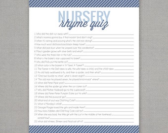 Quiz kinderliedjes - babyshowerspel - blauw