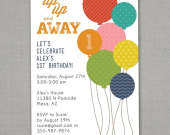 Modern Balloons Birthday Invitation