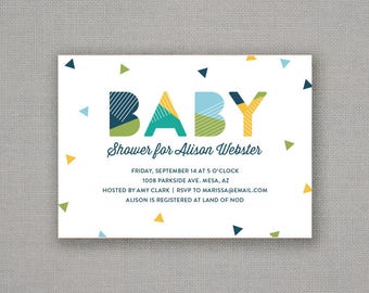 Baby Shower Invitation // Boy // Geometric // Confetti // Modern // Color Block