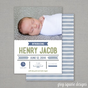 Photo Birth Announcement // Infographic Baby // Birth Stats