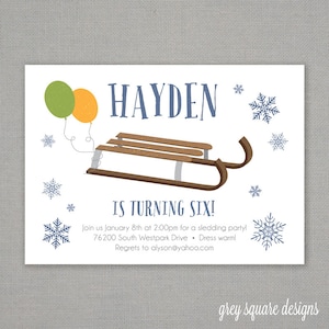 Sledding Birthday Invitation