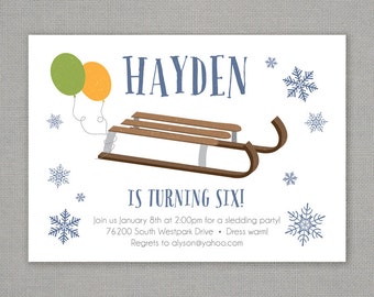 Sledding Birthday Invitation