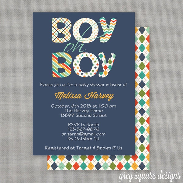 Boy Oh Boy Baby Shower Invitation