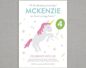 Unicorn Birthday Invitation