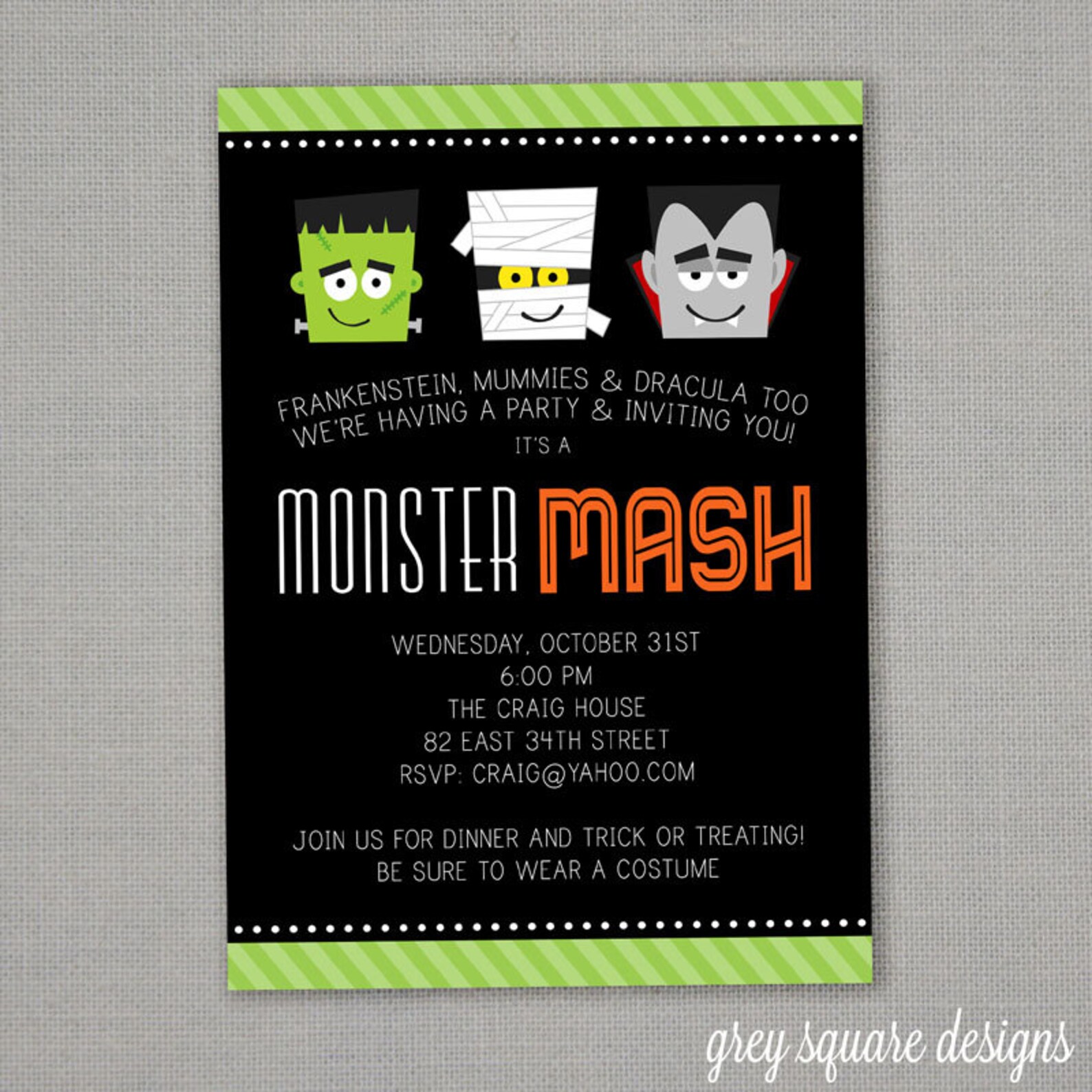 Halloween Monster Mash Invitation - Etsy