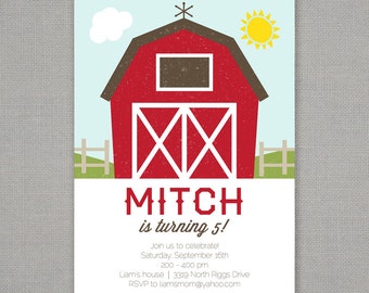 Barn Farm Birthday Party Invitation