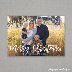 Cartão de Natal - Feliz Natal - escrita à mão - sobreposição - sangramento total - branco - simples - foto