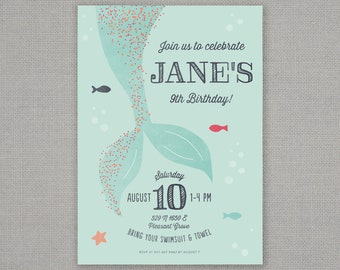 Mermaid Birthday Invitation - Mermaid Tail