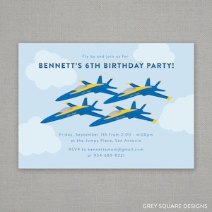 Invito di compleanno Jet -- Blue Angel