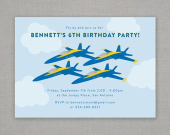 Jet Birthday Invitation -- Blue Angel