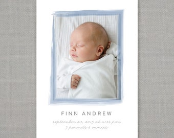 Watercolor Border Birth Announcement