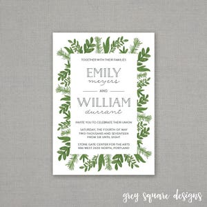 Faire-part de mariage botanique / / verdure / / Floral / frontière