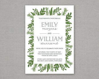 Botanical Wedding Invitation // Greenery // Floral // Border