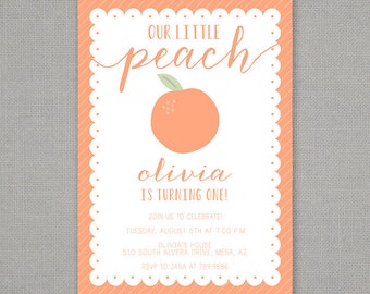 Little Peach Birthday Invitation