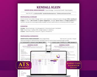 Marketing Resume Template | Social Media Manager CV, Job Tracker (Google Docs)