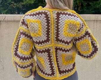 Handmade Crochet Granny Square Cardigan