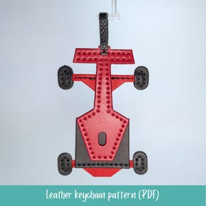 Flat racing car leather keychain pattern, Simple Formula 1 model leathercraft bag charm DIY, Printable A4 and Letter size PDF template