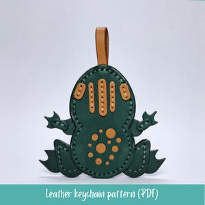 Frosch mit Punkten Leder Schlüsselanhänger Muster, Süßer Amphibien Kröte Taschenanhänger aus Leder zum Selbermachen, druckbare A4 und Letter Größe PDF Vorlage