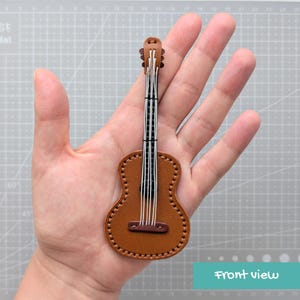 Classical guitar leather keychain pattern, Popular musical instrument leathercraft bag charm DIY, Printable A4 and Letter size PDF template