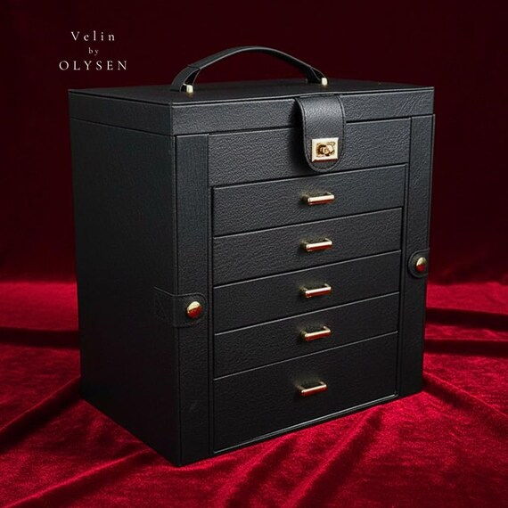 Luxury Leather Jewelry Box - Vintage Hand Holder Jewelry