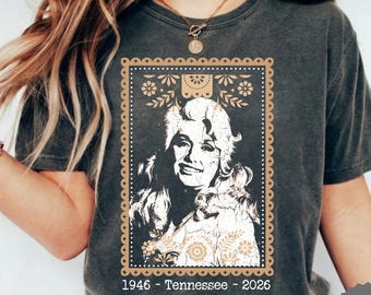 Comfort Colors Vintage Dolly Parton Tribute Shirt,Dolly Parton Portrait TShirt,Dolly Parton Memorial Tee,Retro Country Music Legend Portrait