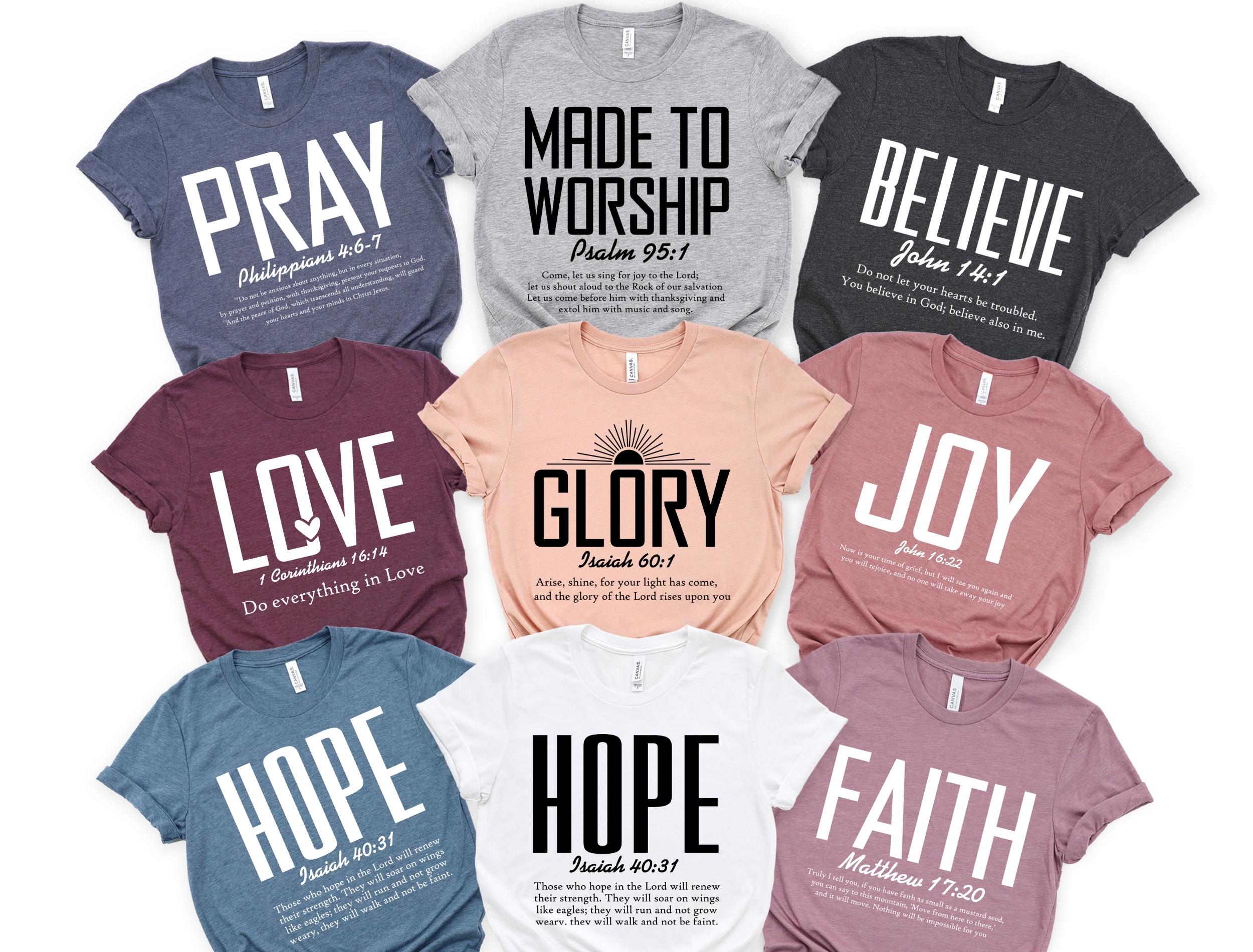 Scripture Tees Christian Bible Verse Matching Shirts Set for Family Groups – Hope Joy ...