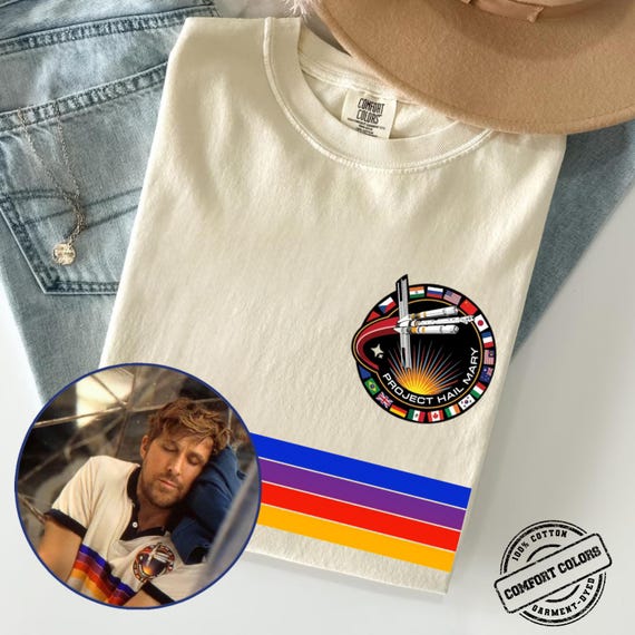 Vintage Ryan Gosling Rainbow Shirt, Project Hail Mary Graphic Tee, Retro Dr Grace Mission Tshirt, Comfort Colors Ryland Grace Shirt