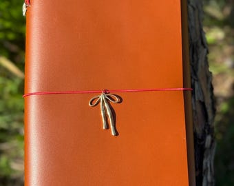 Handmade Italian Leather A5 Journal Cover, Caramel Brown Trifold Notebook Holder