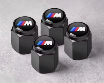 4 Valve Caps for BMW – M Sport or Classic Style – Black or Silver Metal – Compatible with 1 Series, 3 Series, 5 Series, X1, X3, X5, Z4