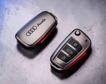 Car key case compatible with Audi A1 A2 A3 A4 A5 A6 A7 A8 Q2 Q3 Q5 Q7 TT RS | Luxury metal protective case, unofficial design