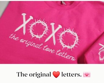 VALENTINE The Original Love Letters XOXO Embroidered Sweatshirt & Stitched Sleeve